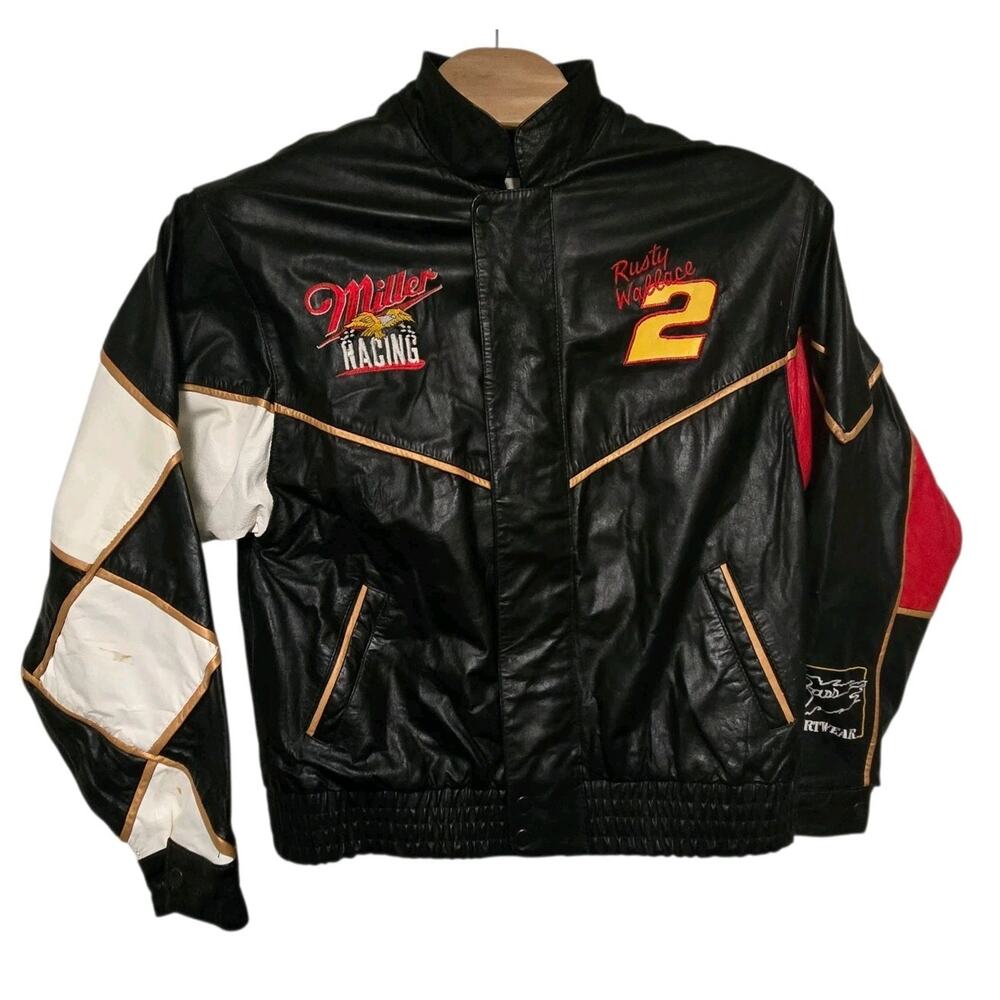 Miller Racing #2 Rusty Wallace Sam Bass Original Art Leather Jacket Size Large